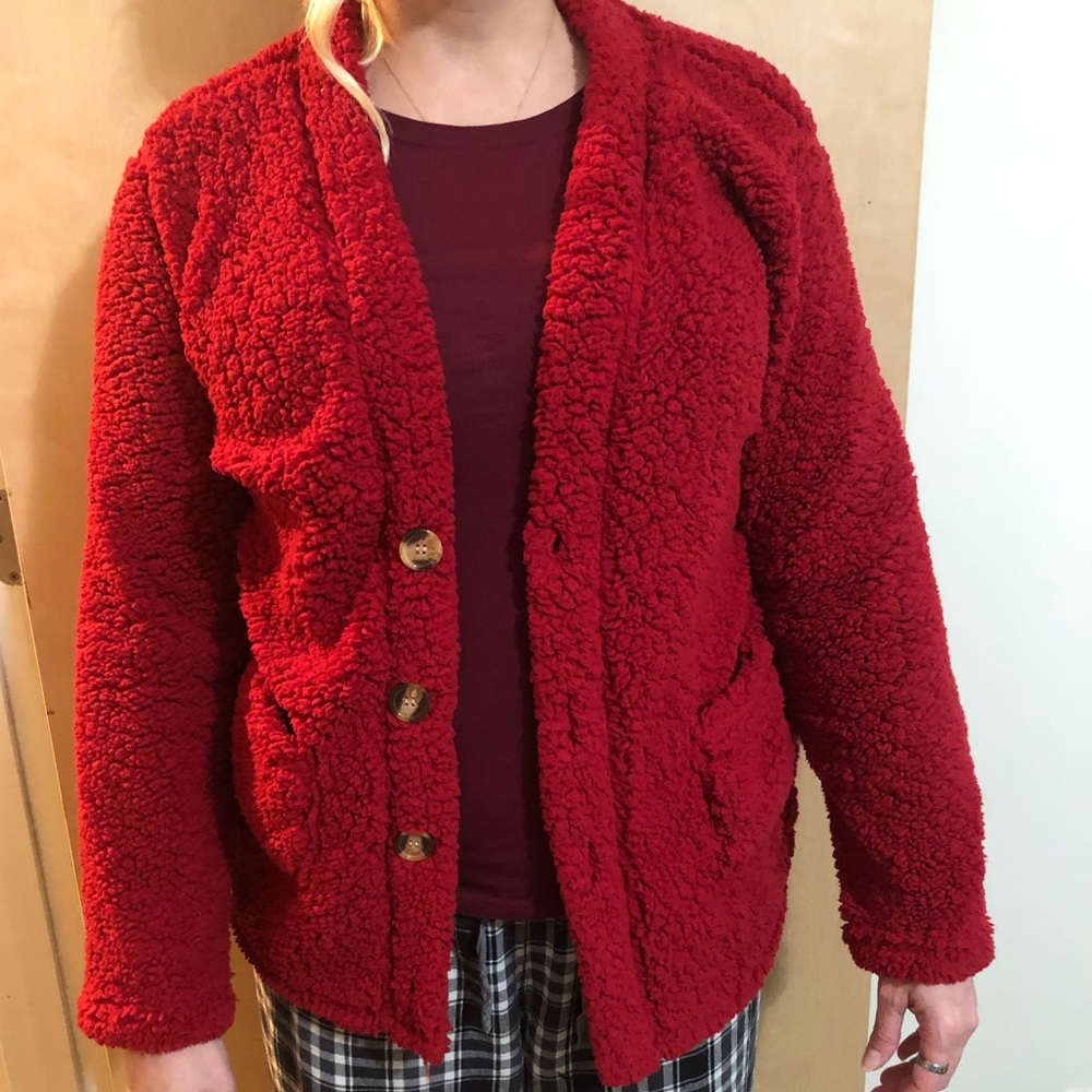 New” size XLARGE button down RED